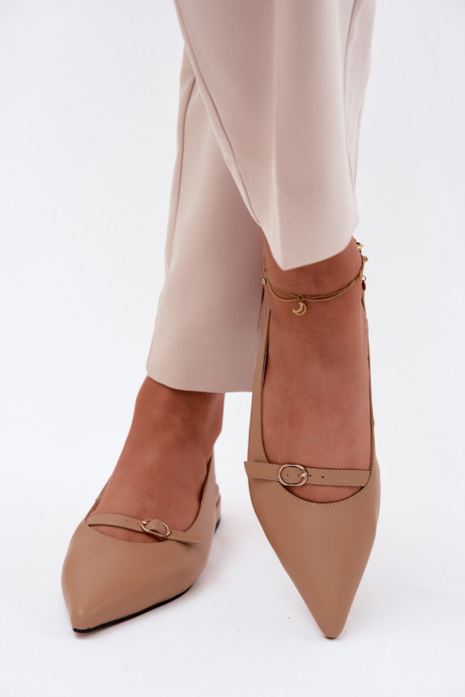 Dames sandalen met brede hakken Tai turiciejka K7449-04 zandkleur