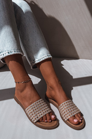 Bruine slippers met glanzende details Fendi 2