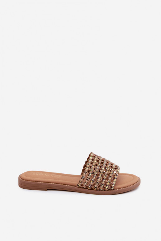 Chaussons bruns avec détails brillants Fendi
