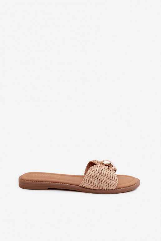 Chaussons couleur sable avec détails dorés Goldie