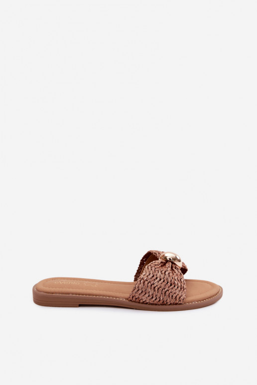 Braune Slipper mit goldenen Details Goldie