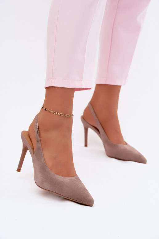 Sandales pour femmes à talons fins en faux daim sable Kandy