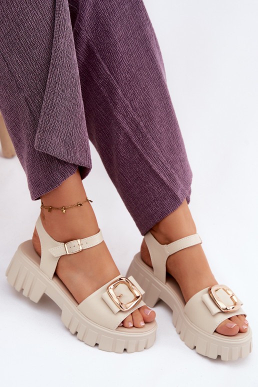 Damen-Platformsandalen mit Schnallen Vinceza 79611, sandfarben