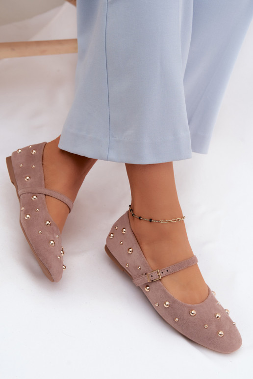Ballerina's met versiering en lintjes in zandkleur Cuddly