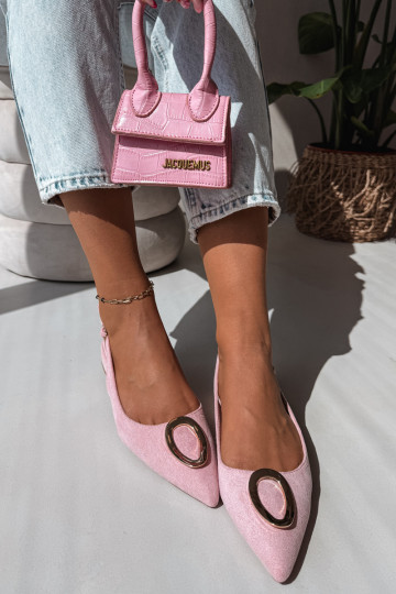 Damen Sandalen mit breitem Absatz und Ornamenten in rosa Farbe von Sparkle