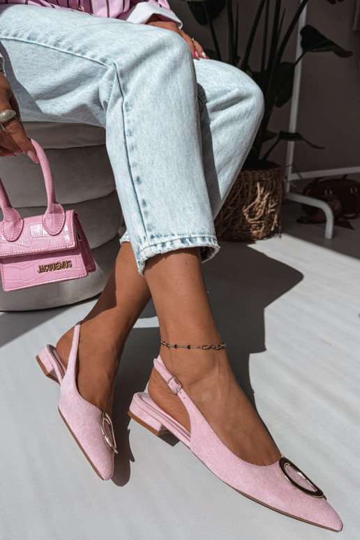 Dames sandalen met brede hak en ornamenten in roze kleur van Sparkle