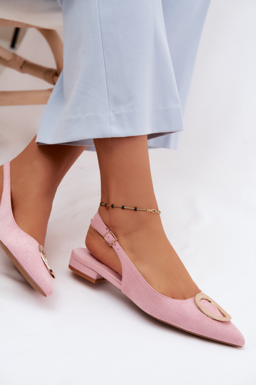 Sandales pour femmes avec un talon large et des ornements de couleur rose par Sparkle