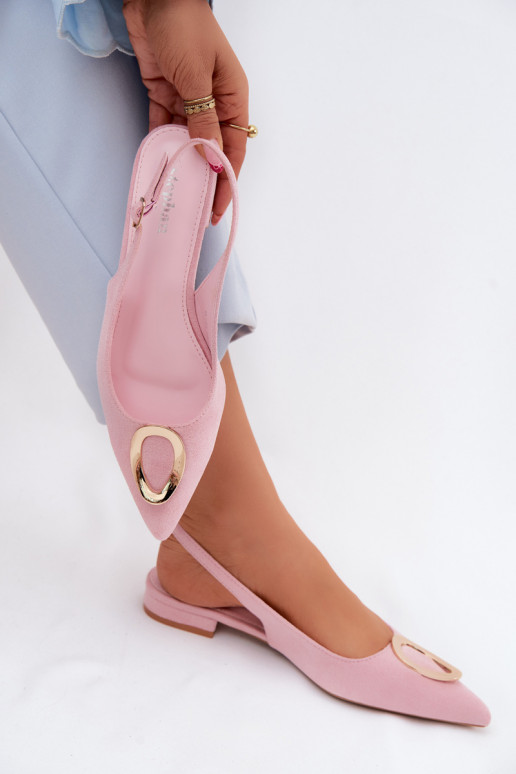 Sandales pour femmes avec un talon large et des ornements de couleur rose par Sparkle