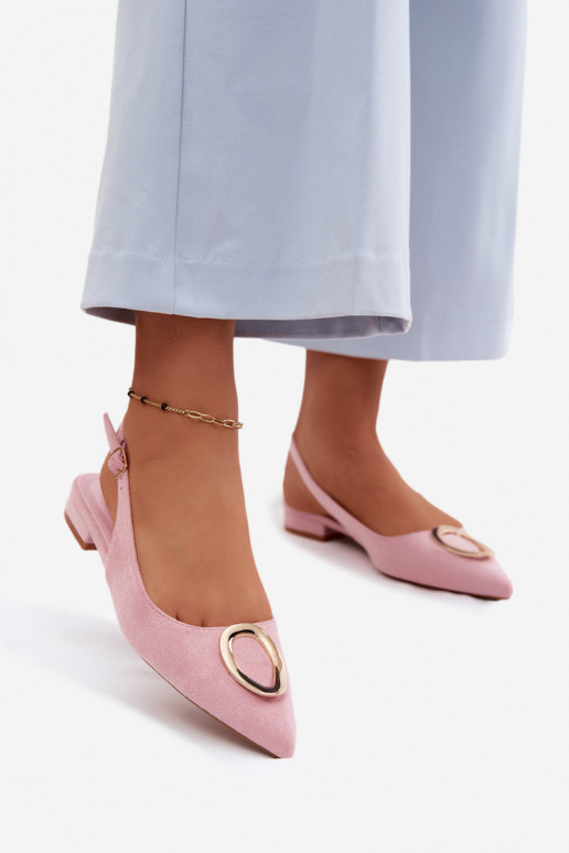 Sandales pour femmes avec un talon large et des ornements de couleur rose par Sparkle