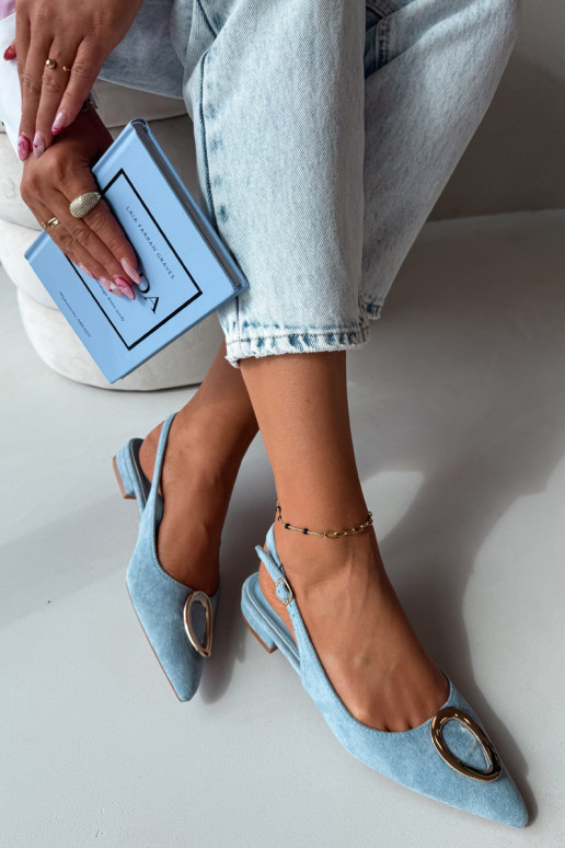 Damen Sandalen mit breitem Absatz und Ornamenten in blauer Farbe von Sparkle