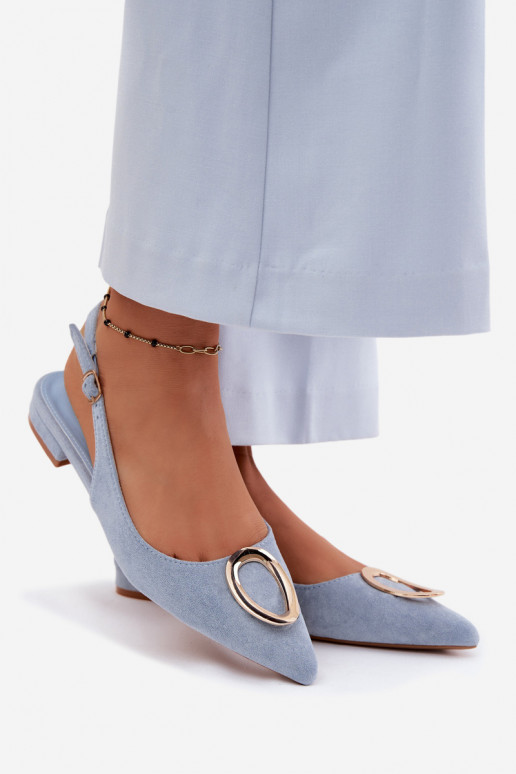 Dames sandalen met brede hak en ornamenten in blauwe kleur van Sparkle