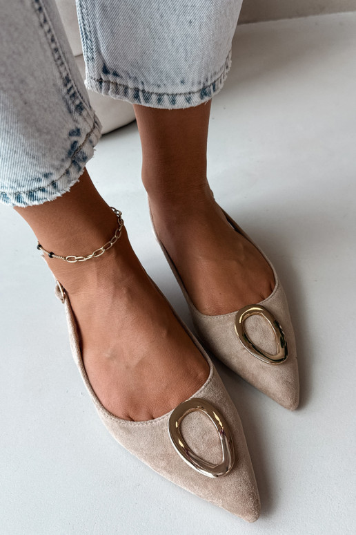 Dames sandalen met brede hak en ornamenten in zandkleur van Sparkle