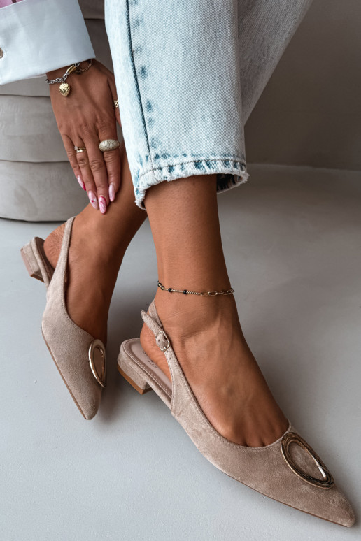Damen Sandalen mit breitem Absatz und Ornamenten in sandfarbig von Sparkle