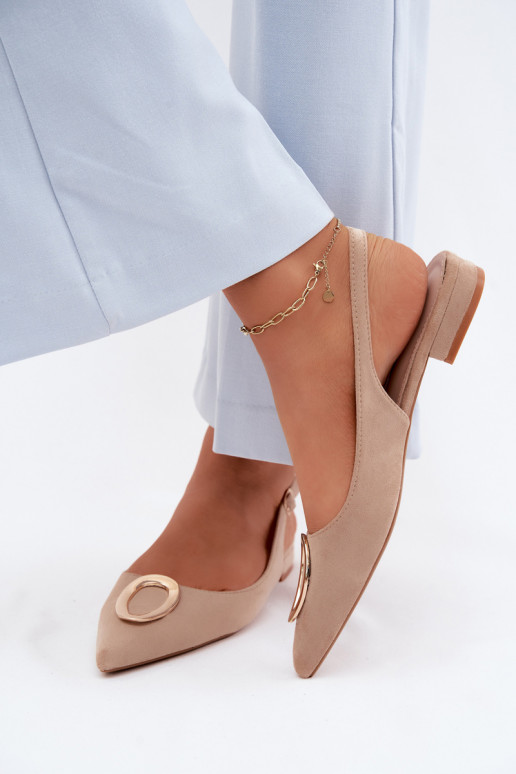 Sandales pour femmes avec un talon large et des ornements couleur sable par Sparkle