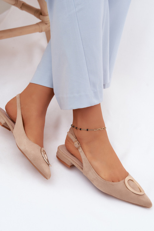 Sandales pour femmes avec un talon large et des ornements couleur sable par Sparkle