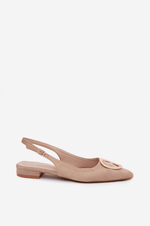 Dames sandalen met brede hak en ornamenten in zandkleur van Sparkle
