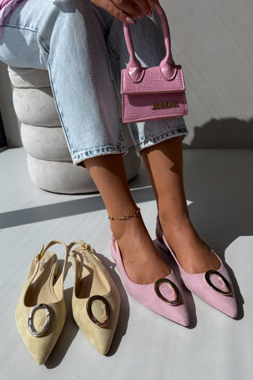 Damen Sandalen mit breitem Absatz und Ornamenten in gelber Farbe von Sparkle