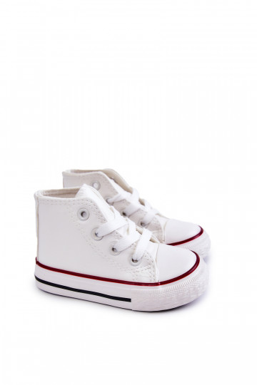 Kinderen witte leren hoge sneakers Tai turirney 2