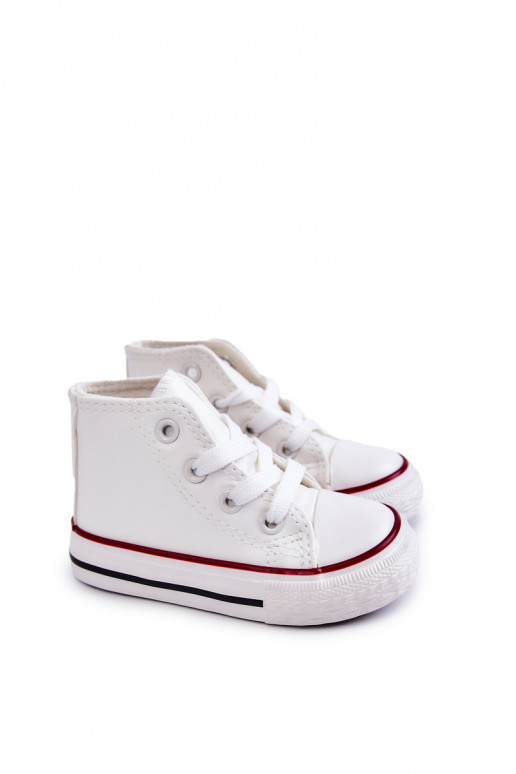 Kinder weiße Leder High-Top-Sneaker Tai turirney