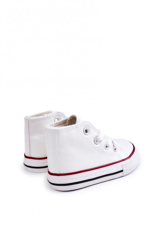 Kinder weiße Leder High-Top-Sneaker Tai turirney