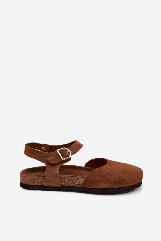 Leder-Suede Sandalen mit geschlossenen Zehen Tai turiciejka H7365-02 braun