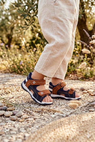 Bartek 84408-66 Wildledersandalen für Jungen in Blau-Braun 2