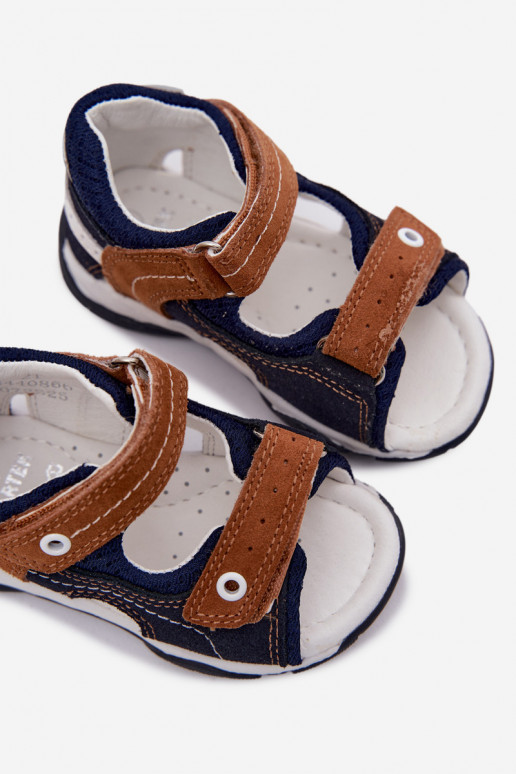 Sandales en daim Bartek 84408-66 pour garçons en bleu-brun