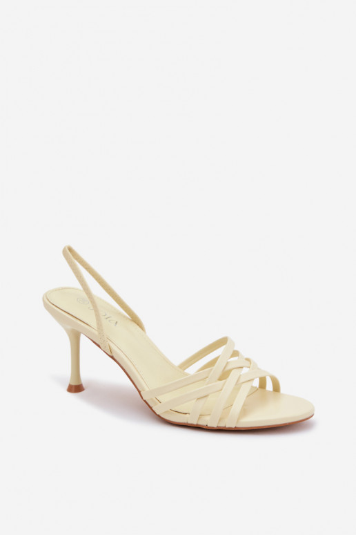 Gele sandalen met dun hakje en bandjes Velivelle