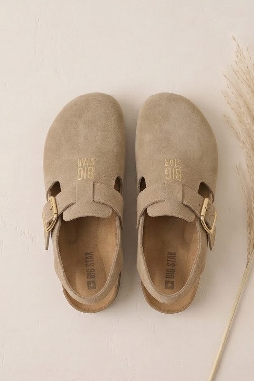 Damesandalen van natuurlijk suede Big Star TT274542 beige