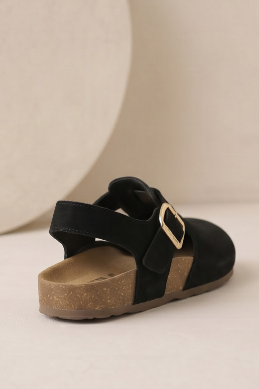 Damen-Sandalen aus natürlichem Wildleder Big Star TT274544 schwarz