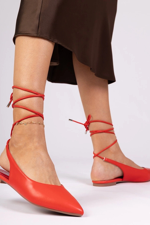 Rode platte muiltjes van faux leather Terry