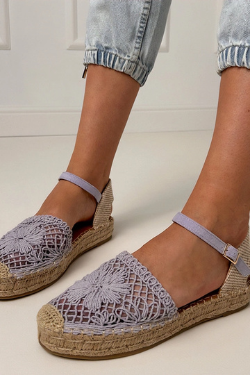 Sandales espadrilles violettes en dentelle Santos