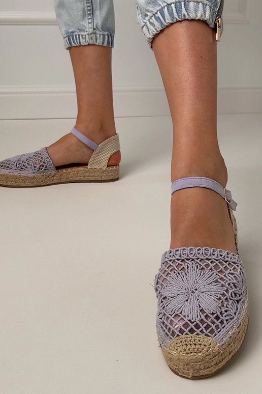 Sandales espadrilles violettes en dentelle Santos