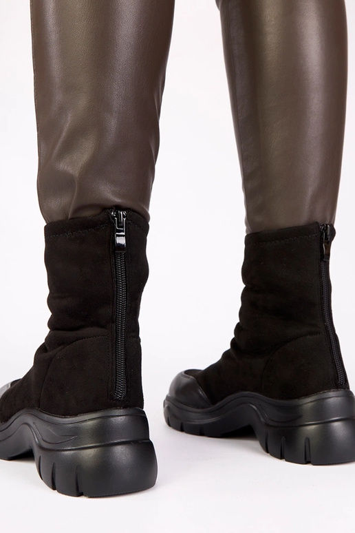 Bottines noires en daim synthétique avec semelle épaisse Alana