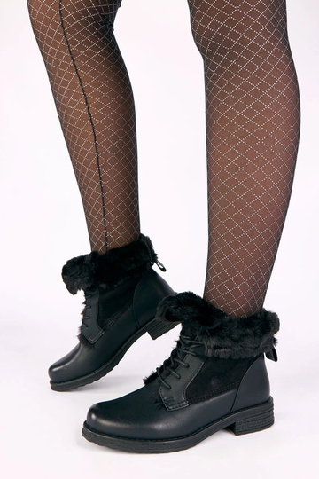 Bottines noires avec lacets et fourrure Joyca 2
