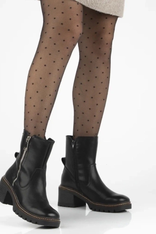 Bottines noires en cuir naturel à talon Brenda