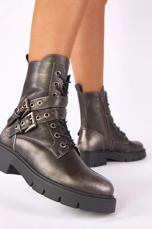 Bottines métalliques sur plateforme avec boucles décoratives Ruthy