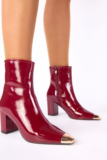 Bottines bordeaux laquées avec bout doré Marilyn