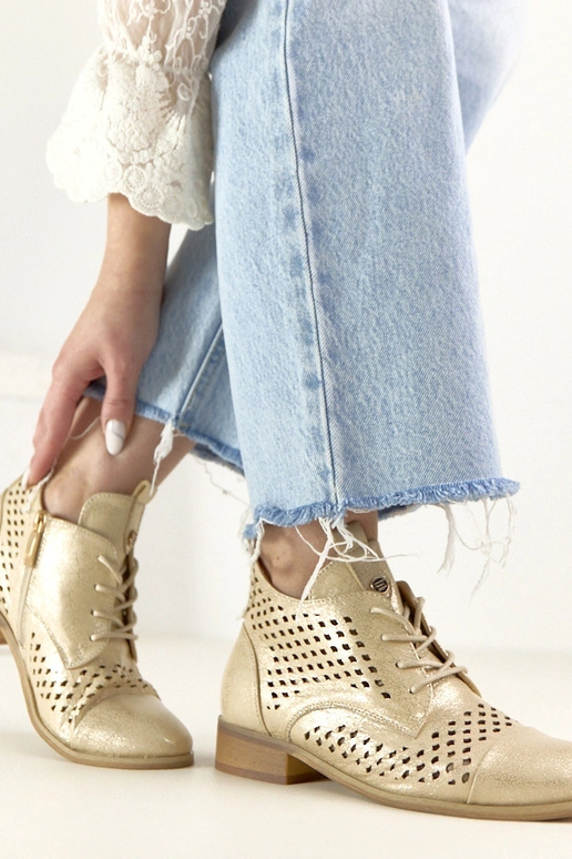 Bottines perforées dorées Potocki