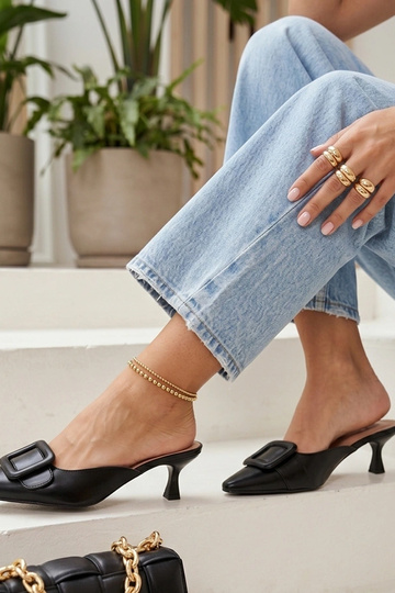 Mules noires à talons avec embellissements Luna 2
