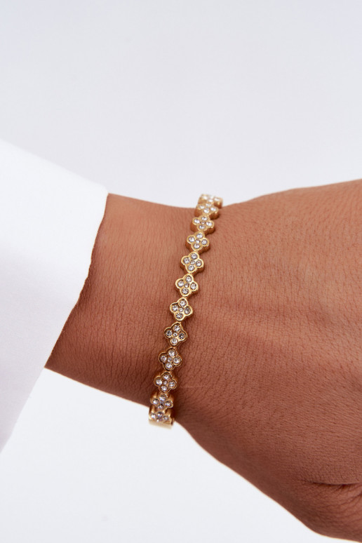 Goldene Damenarmband mit funkelnden Steinen