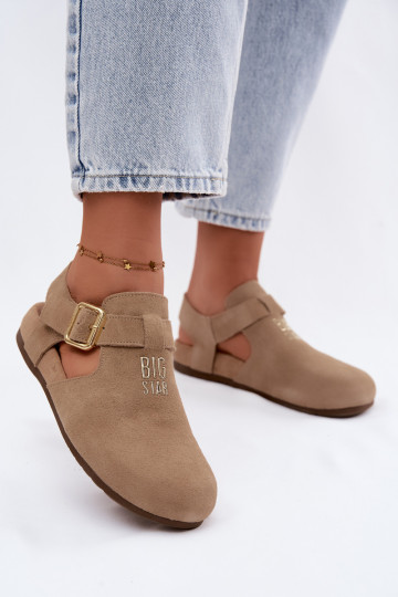 Damesandalen van natuurlijk suede Big Star TT274542 beige