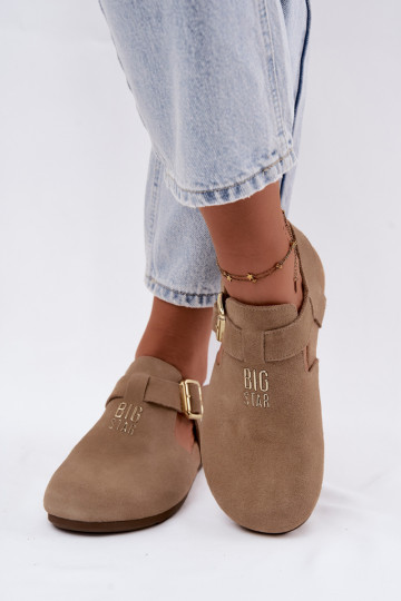 Damesandalen van natuurlijk suede Big Star TT274542 beige 2