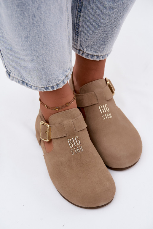 Sandales pour femmes en daim naturel Big Star TT274542 beige