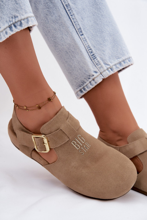 Sandales pour femmes en daim naturel Big Star TT274542 beige