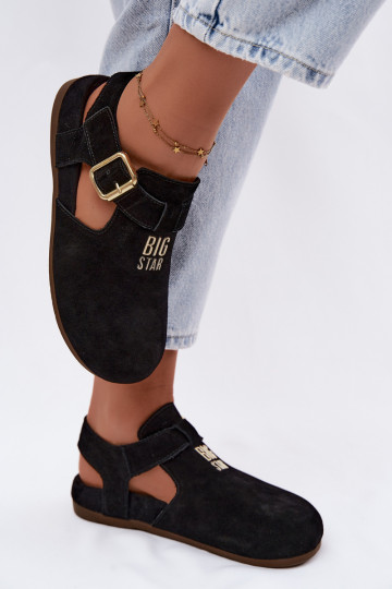 Sandales pour femmes en daim naturel Big Star TT274544 noir