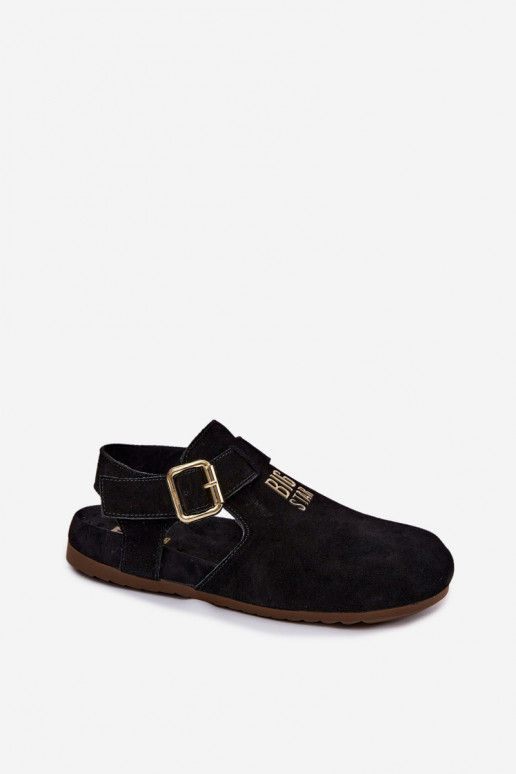 Damen-Sandalen aus natürlichem Wildleder Big Star TT274544 schwarz