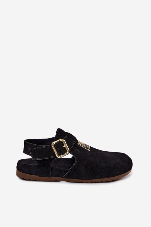 Damen-Sandalen aus natürlichem Wildleder Big Star TT274544 schwarz
