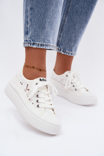 Weiße Freizeitschuhe mit Plattform und Ausschnitten Lee Cooper LCIN-26-44-4485