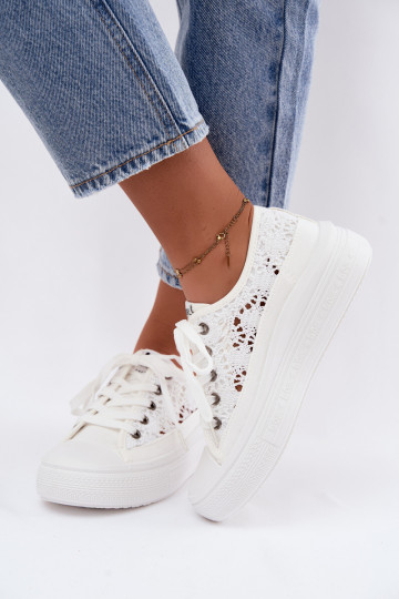 Witte casual schoenen met platform en uitsnijdingen Lee Cooper LCIN-26-44-4485 2